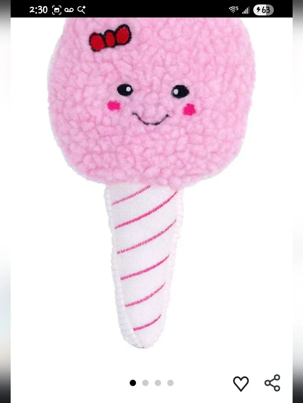 Zippypaws Pink cotton candy Plush Squeak Toy for dogs